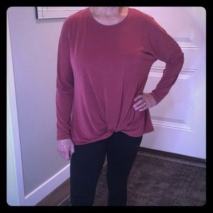 Maroon Blouse tie knit detail Long sleeve